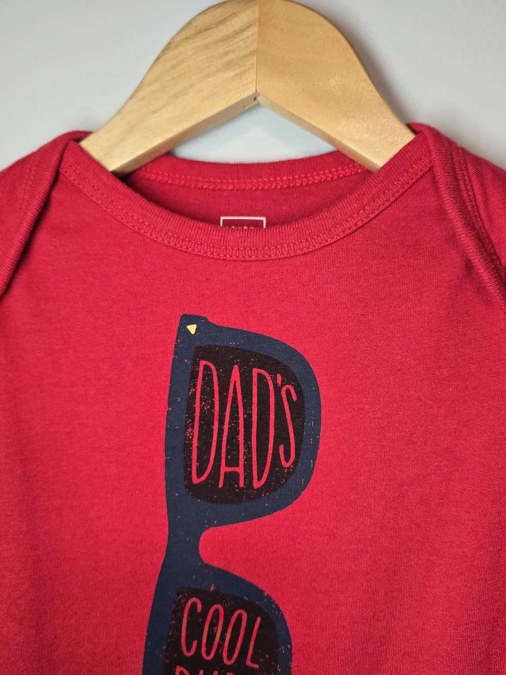 GAP Red Long-Sleeve One-Piece with 'Dad's Cool Dude' Sunglasses Graphic
